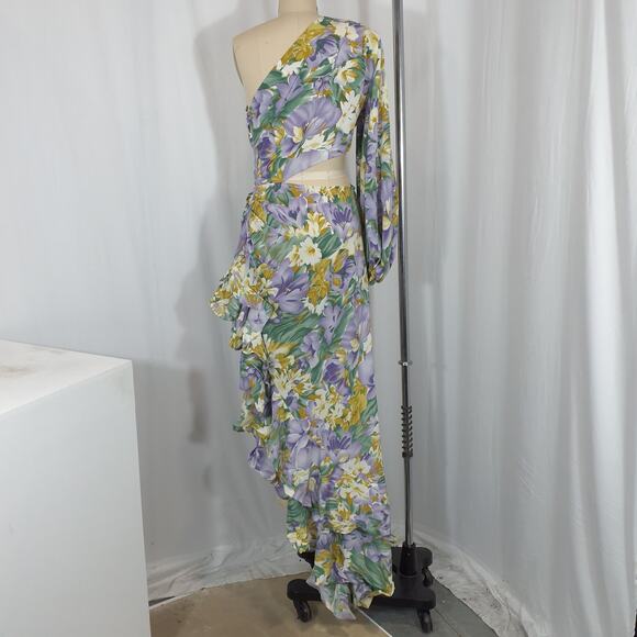 Bronx And Banco 'Tropics' Purple Maxi Dress Size L - Picture 3 of 6